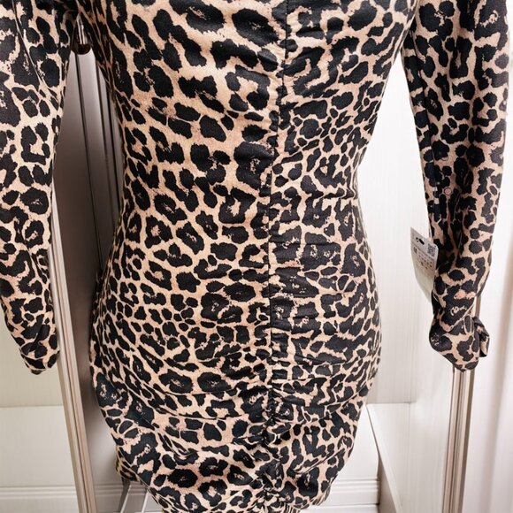 Zara Women's Faux Suede Leopard Print Bodycon Dress Medium - Picture 4 of 10
